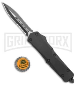 Atomic Lance Black OTF Automatic Knife - Two Tone Double Serr -Best Knifes Shop Atomic Large Shield Dagger Black OTF Auto TT Double Serr GX 38227 jr bottlecap large