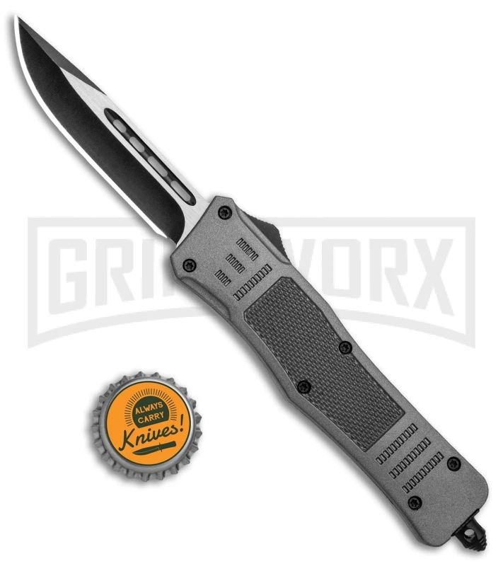 Atomic Defender Medium OTF Automatic Knife Gray - Two Tone Drop Point 7 Atomic Defender Medium OTF Automatic Knife Gray - Two Tone Drop Point - Image 5