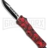 Atomic Defender Mini OTF Automatic Knife Red Skull - Two Tone Drop Point Plain -Best Knifes Shop Atomic Mini DP Red Skull OTF Auto TT GX 36430 jr large