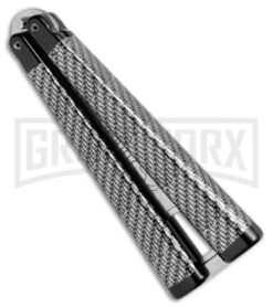 BB Barfly Sim. Carbon Fiber Bottle Opener Butterfly Trainer - Satin -Best Knifes Shop BB Barfly Bottle Opener Butterfly Trainer Sim CF BHQ 68441 jr side 2 2 large
