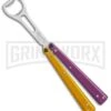 BB Barfly Pro Purple/Yellow Bottle Opener Butterlfy Trainer 1 BB Barfly Pro Purple/Yellow Bottle Opener Butterlfy Trainer -Best Knifes Shop BB Barfly Pro Model Bottle Opener Butterfly Trainer Purple Yellow BHQ 87778 er large