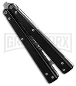 BB Barfly Pro V3 Black Bottle Opener Butterfly Trainer - Satin Plain -Best Knifes Shop BB Barfly Pro V3 Black Bottle Opener Butterlfy Trainer Black BHQ 87774 td spine large