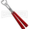 BB Barfly Pro V3 Red Bottle Opener Butterfly Trainer - Satin Plain -Best Knifes Shop BB Barfly Pro V3 Red Bottle Opener Butterlfy Trainer BHQ 87773 td large