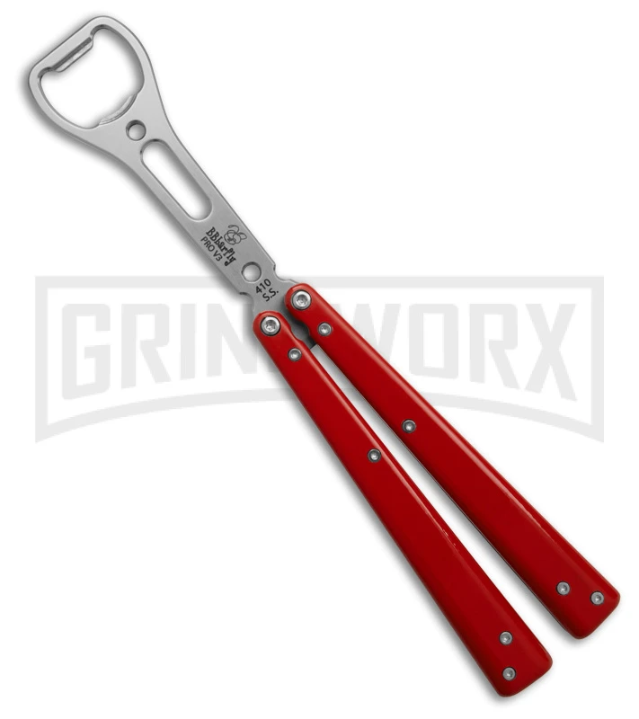 BB Barfly Pro V3 Red Bottle Opener Butterfly Trainer - Satin Plain 3 BB Barfly Pro V3 Red Bottle Opener Butterfly Trainer - Satin Plain