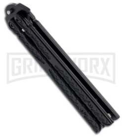 Dwarf Black Balisong Butterfly Knife - Black Plain -Best Knifes Shop BP black butterfly wg860 bside large