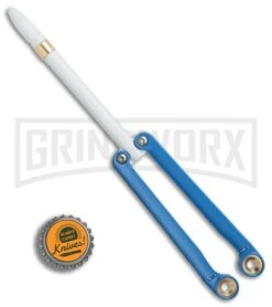BaliYo By Spyderco Butterfly Pen Flipper Blue/White -Best Knifes Shop BaliYo by Spyderco Butterfly Pen Fisher Space Pen blue white USA Made BHQ 82799 er bottlecap large