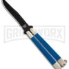 Bear & Son Blue G-10 Butterfly Knife - Black Plain -Best Knifes Shop Bear Butterfly Knive blue G10 handles Black Plain BHQ 87253 er large