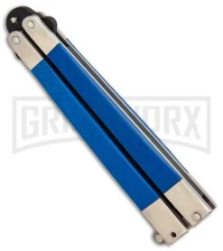 Bear & Son Blue G-10 Butterfly Knife - Black Plain -Best Knifes Shop Bear Butterfly Knive blue G10 handles Black Plain BHQ 87253 er spine 2 large