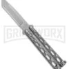 Bear & Son Knives 114A Large Silver Balisong Butterfly Knife - Blasted Tanto 1 Bear & Son Knives 114A Large Silver Balisong Butterfly Knife - Blasted Tanto -Best Knifes Shop Bear Butterfly Tanto Large Silver Vein BB BHQ 0663 jr large