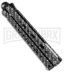 Bear OPS Bear Song V Sim Carbon Fiber Balisong Butterfly Knife - Black Plain -Best Knifes Shop Bear OPS Bear Song 500 Butterfly Sim Carbon Fiber Black BHQ 35746 jr side large