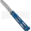 Bear OPS Bear Song IV Blue Raindrop Balisong Butterfly Knife - Tanto Bead Blast -Best Knifes Shop Bear OPS Bear Song IV Tanto Butterfly Blue Raindrop BB B 410 AIBD AP 35035 BHQ 67848 jr 2 large