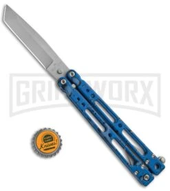 Bear OPS Bear Song IV Blue Raindrop Balisong Butterfly Knife - Tanto Bead Blast -Best Knifes Shop Bear OPS Bear Song IV Tanto Butterfly Blue Raindrop BB B 410 AIBD AP 35035 BHQ 67848 jr bottlecap 2 large