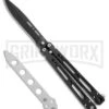 Bear OPS Bear Song IV Black Balisong Butterfly Knife W/Trainer - Black Plain 1 Bear OPS Bear Song IV Black Balisong Butterfly Knife W/Trainer - Black Plain -Best Knifes Shop Bear Ops Bear Song IV Butterfly Black Aluminum Trainer Black BHQ 75569 jr large