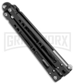 Bear OPS Bear Song IV Black Balisong Butterfly Knife W/Trainer - Black Plain -Best Knifes Shop Bear Ops Bear Song IV Butterfly Black Aluminum Trainer Black BHQ 75569 jr spine large