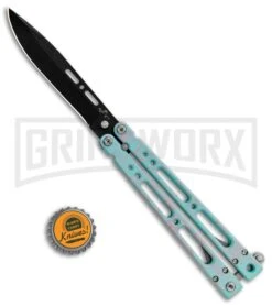 Bear Ops Bear Song IV Cyan Speckle Blue Butterfly Knife - Black -Best Knifes Shop Bear Ops Bear Song IV Butterfly Cyan Speckle Blue Black B 400 AICY B BHQ 83465 jr bottlecap large