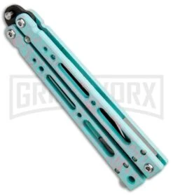 Bear Ops Bear Song IV Cyan Speckle Blue Butterfly Knife - Black -Best Knifes Shop Bear Ops Bear Song IV Butterfly Cyan Speckle Blue Black B 400 AICY B BHQ 83465 jr side large