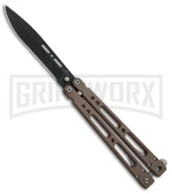 Bear OPS Bear Song IV Dark Sand Balisong Butterfly Knife W/Trainer - Black Plain 9 Bear OPS Bear Song IV Dark Sand Balisong Butterfly Knife W/Trainer - Black Plain -Best Knifes Shop Bear Ops Bear Song IV Dark Sand Trainer Black BHQ 78830 er large