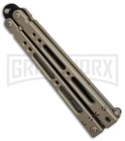 Bear OPS Bear Song IV Light Sand Balisong Butterfly Knife W/Trainer - Black -Best Knifes Shop Bear Ops Bear Song IV Light Sand trainer black BHQ 78831 er side large