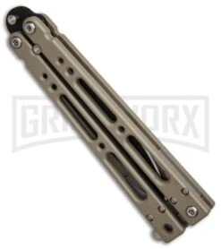 Bear OPS Bear Song IV Light Sand Balisong Butterfly Knife W/Trainer - Black -Best Knifes Shop Bear Ops Bear Song IV Light Sand trainer black BHQ 78831 er spine large