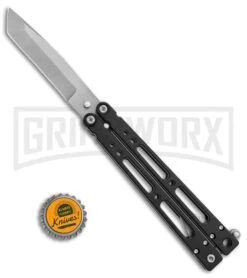 Bear OPS Bear-Song IV Black Tanto Butterfly Knife - Bead Blast Plain -Best Knifes Shop Bear Ops Bear Song IV tanto black bb BHQ 39364 er size large