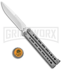Bear Ops Bear Song VIII Gray Butterfly Knife - Bayonet Satin Plain -Best Knifes Shop Bear Ops Bear Song VIII Butterfly Bayo Satin B 820 SS S BHQ 102071 jr bottlecap large