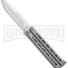 Bear Ops Bear Song VIII Gray Butterfly Knife - Bayonet Satin Plain -Best Knifes Shop Bear Ops Bear Song VIII Butterfly Bayo Satin B 820 SS S BHQ 102071 jr large