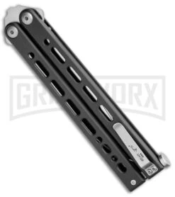 Bear Ops Bear Song VIII Black Butterfly Knife - Clip Point Satin Plain -Best Knifes Shop Bear Ops Bear Song VIII Butterfly CP Black Steel Satin BHQ 107303 jr side large