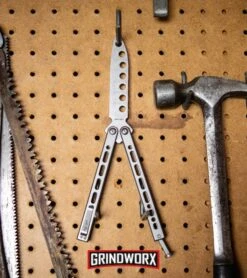 Bear Ops Bear Song VIII Silver Butterfly Trainer - Bead Blast Dull -Best Knifes Shop Bear Ops Bear Song VIII Butterfly Trainer B 821 SS S BHQ 117625 kp peg board web large