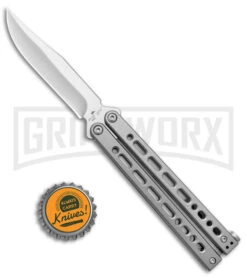 Bear Ops Bear Song VIII Small Gray Butterfly Knife - Clip Point Satin Plain 9 Bear Ops Bear Song VIII Small Gray Butterfly Knife - Clip Point Satin Plain -Best Knifes Shop Bear Ops Bear Song VIII Small Butterfly Gray Satin CP BHQ 145121 jr bottlecap large