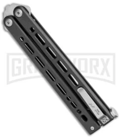 Bear Ops Bear Song VIII Black Butterfly Knife - Tanto Satin Plain -Best Knifes Shop Bear Ops Bear Song VIII Tanto Black Satin BHQ 107302 jr side large