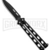 Bear & Son 115B Black Butterfly Knife - Black Plain -Best Knifes Shop Bear Son 115B Large Butterfly Knife Black 4in Black BHQ 50072 td1 large