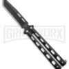 Bear & Son 115B Tanto Black Butterfly Knife - Black Plain 2 Bear & Son 115B Tanto Black Butterfly Knife - Black Plain -Best Knifes Shop Bear Son 115TANB Tanto Butterfly Knife Black 4in Black BHQ 50073 td large