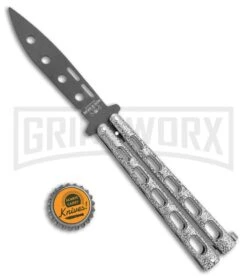 Bear & Son 115TR Large Silver Vein Butterfly Knife Trainer - Black -Best Knifes Shop Bear Son 115TR Large Butterfly Trainer Silver Vein Black BHQ 107300 jr bottlecap large