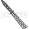 Bear & Son 115TR Large Silver Vein Butterfly Knife Trainer - Black 2 Bear & Son 115TR Large Silver Vein Butterfly Knife Trainer - Black -Best Knifes Shop Bear Son 115TR Large Butterfly Trainer Silver Vein Black BHQ 107300 jr large