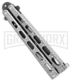 Bear & Son 115TR Large Silver Vein Butterfly Knife Trainer - Black -Best Knifes Shop Bear Son 115TR Large Butterfly Trainer Silver Vein Black BHQ 107300 jr side large