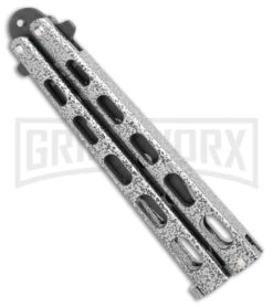 Bear & Son 115TR Large Silver Vein Butterfly Knife Trainer - Black -Best Knifes Shop Bear Son 115TR Large Butterfly Trainer Silver Vein Black BHQ 107300 jr spine large