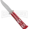 Bear & Son Knives Red Large 117 Balisong Butterfly Knife - Satin Plain 4TH18 -Best Knifes Shop Bear Son 117 large butterfly knife red satin BHQ 72584 er large