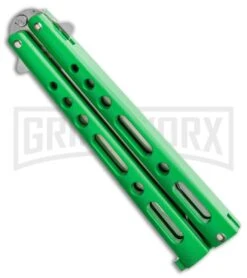 Bear & Son Knives Green Large 117 Balisong Butterfly Knife - Satin Plain 8 Bear & Son Knives Green Large 117 Balisong Butterfly Knife - Satin Plain -Best Knifes Shop Bear Son Butterfly Green 117GR BHQ 114199 LS Side large