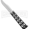 Bear And Son Knives 113B Small Black Balisong Butterfly Knife - Satin Plain -Best Knifes Shop Bear and Son 113B Small Butterfly Balisong Knife Black Textured 3.3in Satin BHQ 0367 hd 2 large