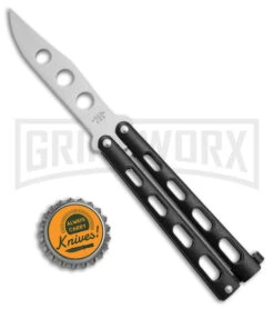 Bear And Son Knives 113BTR Small Black Trainer Butterfly Knife - Satin Plain -Best Knifes Shop Bear and Son 113BTR Small Butterfly Trainer Black Satin BHQ 11912 jr bottlecap large