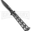 Bear & Son 115 Silver Speckle Butterfly Knife - Black Plain -Best Knifes Shop Bear and Son 115 Large Butterfly Silver Speckle Black BHQ 50070 jr large