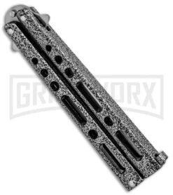 Bear & Son Knives Gray Large 117 Balisong Butterfly Knife - Satin Plain 8 Bear & Son Knives Gray Large 117 Balisong Butterfly Knife - Satin Plain -Best Knifes Shop Bear and Son 117 Large Butterfly Gray Satin BC117 BHQ 39154 jr side large