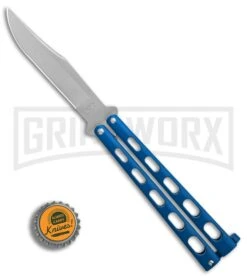 Bear & Son 114BL & 114BLTR Blue Butterfly Knife 2-Pack -Best Knifes Shop Bear and Son 2 Pack Butterfly Special Blue BHQ 88811 er sharp bottlecap large