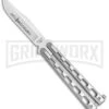 Bear & Son Silver Stainless Steel Butterfly 30th Anniversary Clip Point Satin -Best Knifes Shop Bear and Son 30th Anniversary Polished Butterfly ANNSS14 S35 BHQ 121784 jr large