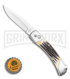 Bear And Son Stag Bone Automatic Lockback Knife - Satin Plain 9 Bear And Son Stag Bone Automatic Lockback Knife - Satin Plain -Best Knifes Shop Bear and Son Automatic Lockback Knife Stag Bone 5 Satin BHQ 120298 LS Bottlecap large