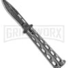 Bear & Son 115DSV Silver Vein Butterfly Knife - Damascus Plain 2 Bear & Son 115DSV Silver Vein Butterfly Knife - Damascus Plain -Best Knifes Shop Bear and Son Butterfly Black Damascus 115DSV BHQ 83522 jr large