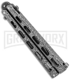 Bear & Son 115DSV Silver Vein Butterfly Knife - Damascus Plain -Best Knifes Shop Bear and Son Butterfly Black Damascus 115DSV BHQ 83522 jr side large