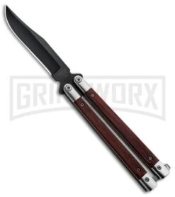Bear And Son Cocobolo Wood Balisong Butterfly Knife - Black Plain