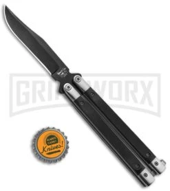 Bear & Son Black G-10 Balisong Butterfly Knife - Black Plain -Best Knifes Shop Bear and Son Butterfly Knife Black G 10 Black G17B BHQ 92673 jr bottlecap large