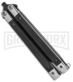 Bear & Son Black G-10 Balisong Butterfly Knife - Black Plain -Best Knifes Shop Bear and Son Butterfly Knife Black G 10 Black G17B BHQ 92673 jr side large
